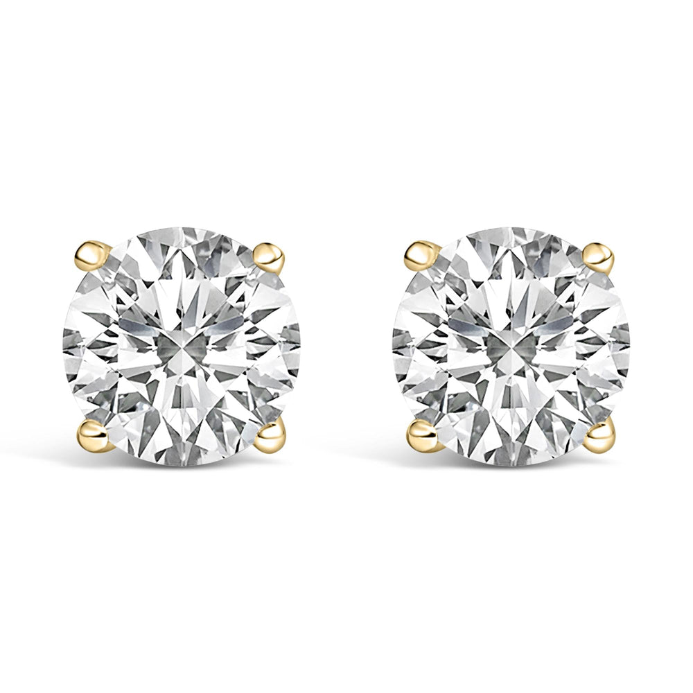 14K Gold Round Lab Grown Diamond Solitaire Stud Earrings with Screw Backs