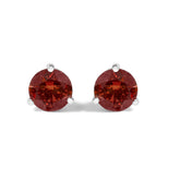14K White Gold 3/4 Cttw Red Lab-Grown Diamond Classic 3-Prong Martini Set Solitaire Stud Earrings