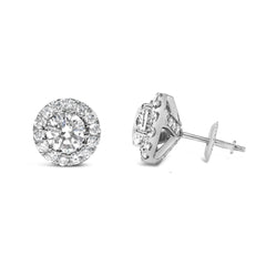 14K White Gold 3.0 Cttw Lab-Grown Diamond Hidden Halo Stud Earrings