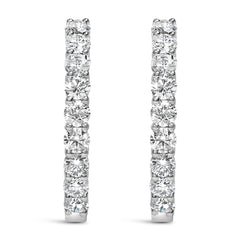 14K White Gold 3.00 Cttw Inside Out Lab Grown Diamond Hoop Earrings