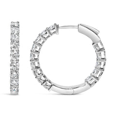 14K White Gold 3.00 Cttw Inside Out Lab Grown Diamond Hoop Earrings