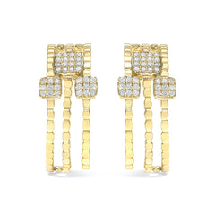 14K Yellow Gold Plated .925 Sterling Silver 1/4 Cttw Diamond Multi-Dimensional Link Dangle Stud Earrings (H-I Color, I1-I2 Clarity)
