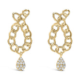 14K Yellow Gold Plated .925 Sterling Silver 1/10 Cttw Diamond Chain Link Teardrop Dangle Earrings (H-I Color, I1-I2 Clarity)