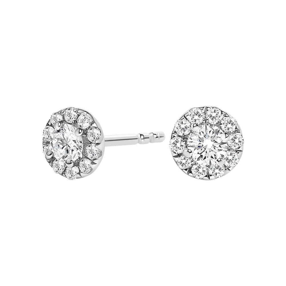 14K White Gold 1/3 Cttw Lab-Grown Diamond Halo Stud Earring (F-G Color, VS1-VS2 Clarity)