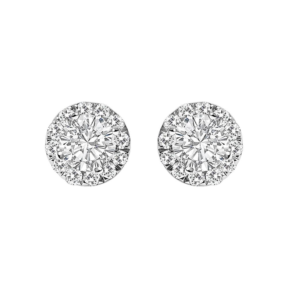 14K White Gold 1/2 Cttw Lab-Grown Diamond Halo Stud Earring (F-G Color, VS1-VS2 Clarity)