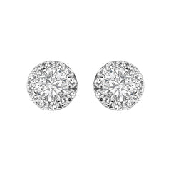 14K White Gold 1/2 Cttw Lab-Grown Diamond Halo Stud Earring (F-G Color, VS1-VS2 Clarity)