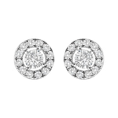 14K White Gold 3/4 Cttw Lab-Grown Diamond Floating Halo Stud Earring (F-G Color, VS1-VS2 Clarity)