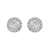 14K White Gold 1.0 Cttw Lab-Grown Diamond Halo Stud Earring (F-G Color, VS1-VS2 Clarity)