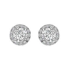 14K White Gold 1.0 Cttw Lab-Grown Diamond Halo Stud Earring (F-G Color, VS1-VS2 Clarity)