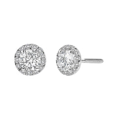 14K White Gold 1.0 Cttw Lab-Grown Diamond Halo Stud Earring (F-G Color, VS1-VS2 Clarity)