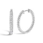 14K White Gold 3.00 Cttw Princess Diamond Inside Out Elongated Hoop Earrings