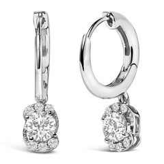 Sterling Silver 5/8 Cttw Lab Grown Diamond Oval Cluster Drop Earrings