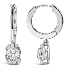 Sterling Silver 5/8 Cttw Lab Grown Diamond Oval Cluster Drop Earrings