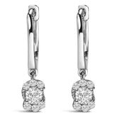 Sterling Silver 1/2 Cttw Lab Grown Diamond Floral Cluster Drop Earrings