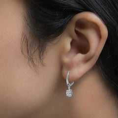 Sterling Silver 1/2 Cttw Lab Grown Diamond Floral Cluster Drop Earrings