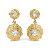 14K Yellow Gold Plated Sterling Silver 1/2 Cttw Lab Grown Diamond Rose Motif Drop Earrings
