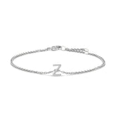 10K White Gold Diamond Accent "A-Z" Initial Charm and Link Bracelet