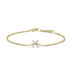10K Yellow Gold Diamond Accent "A-Z" Initial Charm and Link Bracelet