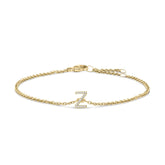 10K Yellow Gold Diamond Accent "A-Z" Initial Charm and Link Bracelet