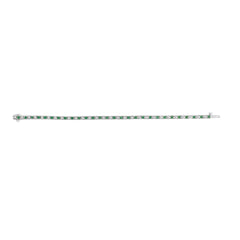 14K White Gold Alternating 1 1/2 Cttw Diamond and Emerald Tennis Bracelet
