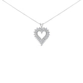 .925 Sterling Silver 3.00 Cttw Round Cut Diamond Cluster Heart 18" Pendant Necklace (K-L Color, I1-I2 Clarity)