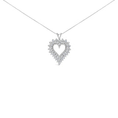 .925 Sterling Silver 3.00 Cttw Round Cut Diamond Cluster Heart 18" Pendant Necklace (K-L Color, I1-I2 Clarity)