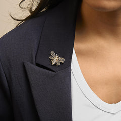 14K Yellow Gold Diamond Accent Bumble Bee Brooch Convertible Pendant