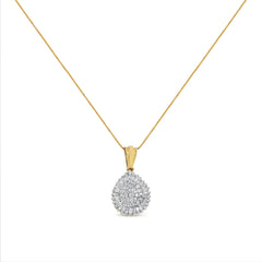 10K Gold 1/2 Cttw Round and Bagutte-Cut Diamond Teardrop 18" Pendant Necklace (J-K Color, I1-I2 Clarity)