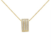 14K Yellow Gold 2 1/3 cttw Princess Cut Diamond Block Pendant Necklace (H-I, SI1-SI2)