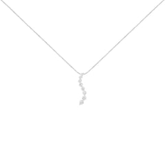 14K White Gold 3.0 Cttw Round-Brilliant & Baguette Cut Diamond S Shaped Graduated 18" Pendant Necklace (I-J Color, I2-I3 Clarity)