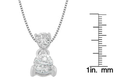 14K White Gold 1/2 cttw Round Cut Diamond Pendant Necklace (I-J, I1-I2)