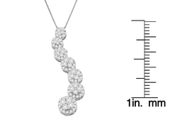 10K White Gold Round Cut Diamond Journey Circle Pendant Necklace (1.00 cttw, H-I Color, I1-I2 Clarity)