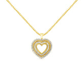 14K Yellow Gold Plated .925 Sterling Silver 1.0 Cttw Round and Baguette-Cut Diamond Composite Hearth 18" Pendant Necklace (I-J Color, I1-I2 Clarity)