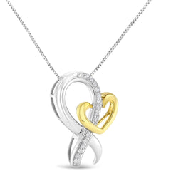 Two-Tone .925 Sterling Silver 1/6 cttw Round Cut Diamond Ties of Love Pendant Necklace (H-I, I1-I2)