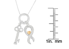 Two Tone .925 Sterling Silver 1/6 cttw Diamond Symbol Key Pendant Necklace (H-I, I1-I2)