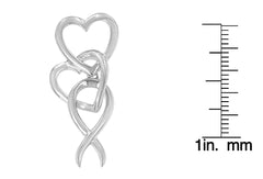 .925 Sterling Silver Double-Heart & Awareness Ribbon Linked Pendant Necklace