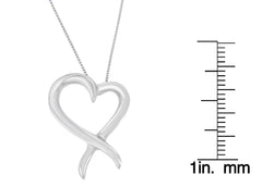 .925 Sterling Silver Open Heart-Shaped Awareness Ribbon Pendant Necklace