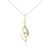 10K Yellow and White Gold Round Cut Diamond Accent Cascade 18" Pendant Necklace (J-K Color, I2-I3 Clarity)