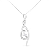 Espira 10K White Gold 1/10 cttw Diamond Swirl Pendant Necklace (I-J, I1-I2)