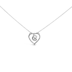 .925 Sterling Silver 1/4 Cttw Brilliant-Cut Diamond Open Heart Twisted Awareness Ribbon 18" Pendant Necklace (H-I Color, I1-I2 Clarity)