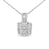 14K White Gold 2 1/5 Cttw Princess Cut Composite Diamond Pendant with Diamond Bale Pendant Necklace (H-I Color,SI1-SI2 Clarity) - NO CHAIN INCLUDED
