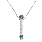14K White Gold 1/5 cttw Treated Blue Round Cut Diamond Drop Pendant Necklace (H-I, I1-I2)
