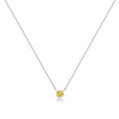 .925 Sterling Silver 1/10 Cttw Colored Diamond Suspended Bezel-Set Solitaire 16"-18" Adjustable Pendant Necklace (Color Enhanced, I1-I2 Clarity)