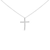 .925 Sterling Silver 1/6 Cttw Brilliant-Cut Diamond Miracle-Set Shared Prong Cross 18" Pendant Necklace (I-J Color, I2-I3 Clarity)