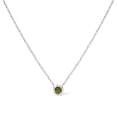 14K White Gold 1/2 Cttw Green Lab Grown Diamond Bezel-Set Solitaire 18" Pendant Necklace (Green Color, VS1-VS2 Clarity)