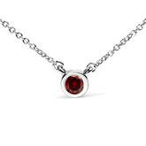 14K White Gold 1/2 Cttw Red Lab Grown Diamond Bezel-Set Solitaire 18" Pendant Necklace (Red Color, VS1-VS2 Clarity)