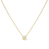 10K Yellow Gold 1/2 Carat Round Brilliant-Cut Diamond Modern Bezel-Set Solitaire 16"-18" Pendant Necklace (H-I Color, SI2-I1 Clarity)