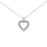 .925 Sterling Silver 1/4 Cttw Miracle Set Diamond Open Heart 18" Pendant Necklace (I-J Color, I3 Clarity)