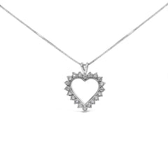.925 Sterling Silver 1/4 Cttw Miracle Set Diamond Open Heart 18" Pendant Necklace (I-J Color, I3 Clarity)