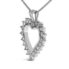 .925 Sterling Silver 1/4 Cttw Miracle Set Diamond Open Heart 18" Pendant Necklace (I-J Color, I3 Clarity)